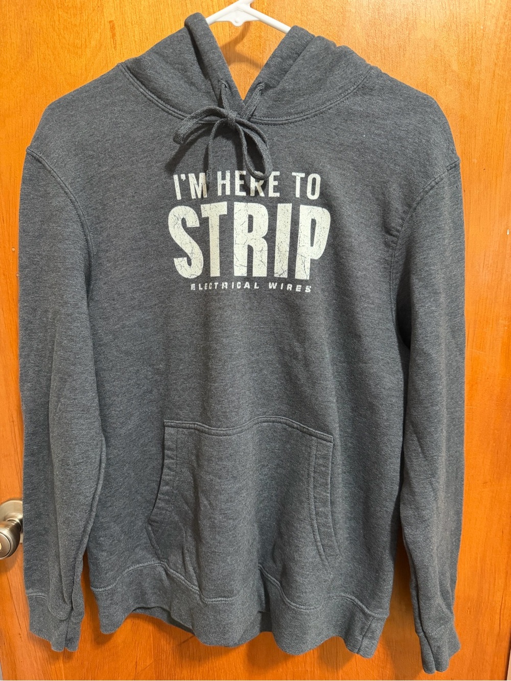 Charcoal Gray Graphic Pullover Hoodie - "I'm Here to Strip"